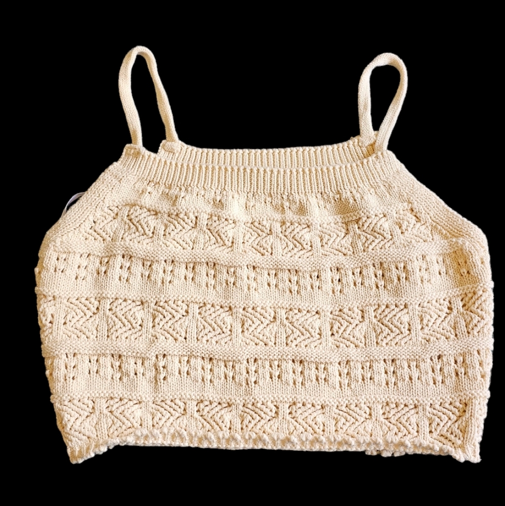 Lulus beige crochet cotton cropped tank top‎ size L